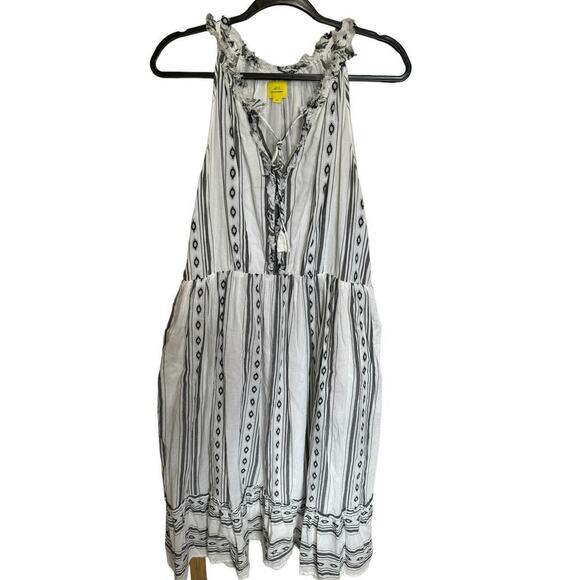 Roller Rabbit Odelle Dress Sleeveless Geometric Stripe Cotton Gray White Size XL - Picture 4 of 12